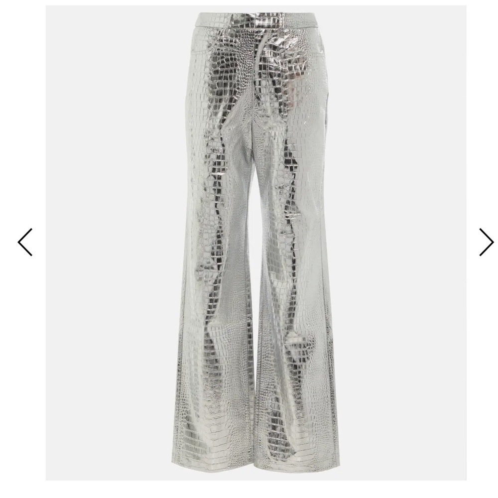 Rotate Birger Christensen croc effect high rise straight pants